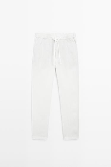 Zara Linen jogger fit pants - White