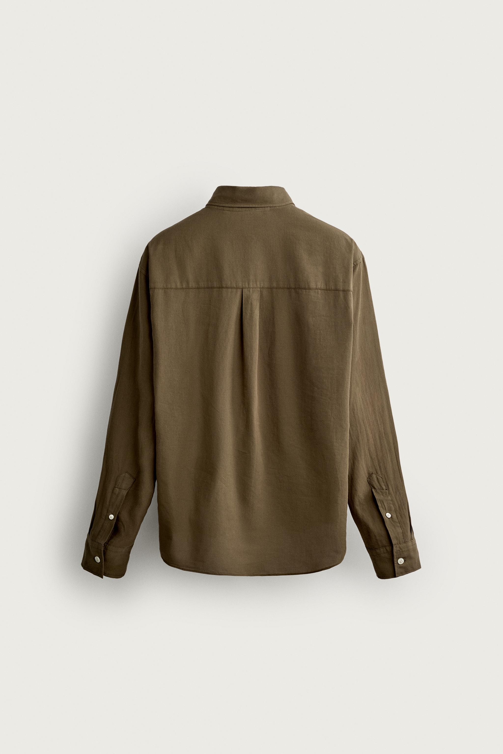 Мужские рубашки Zara COTTON VOILE SHIRT — фото 10