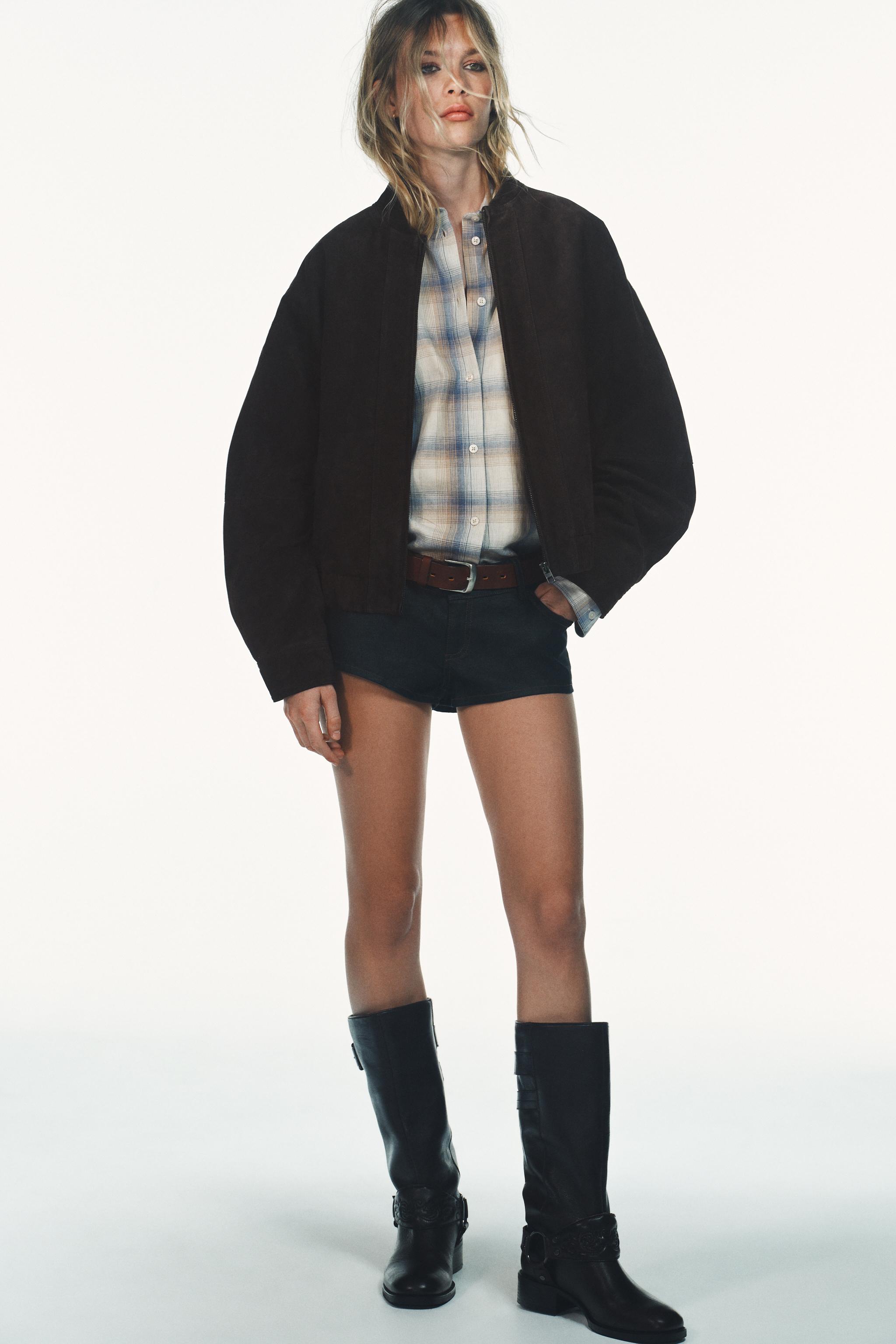 BLOUSON BOMBER 100% CUIR DAIM