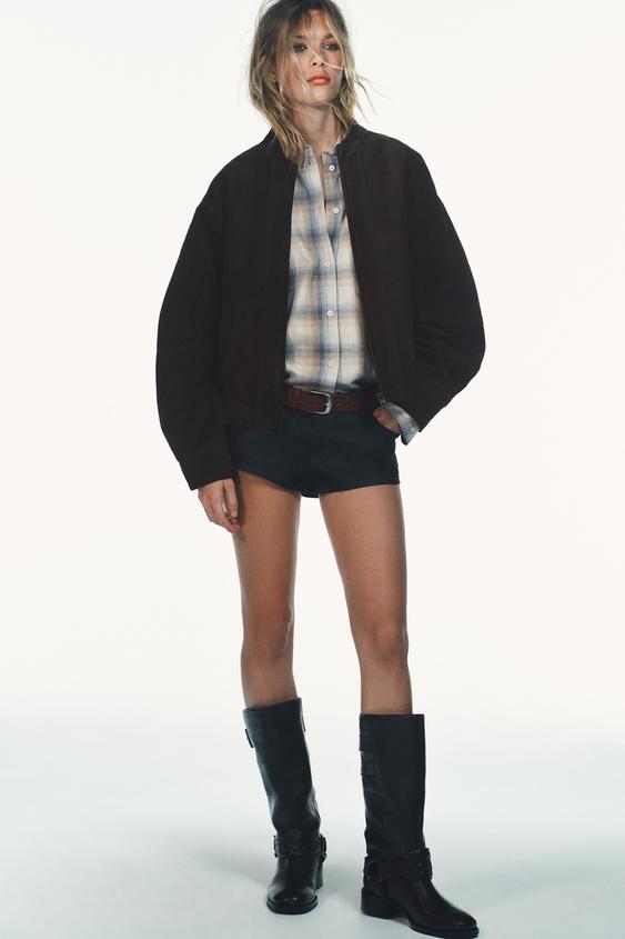 100% SUEDE LEATHER BOMBER JACKET