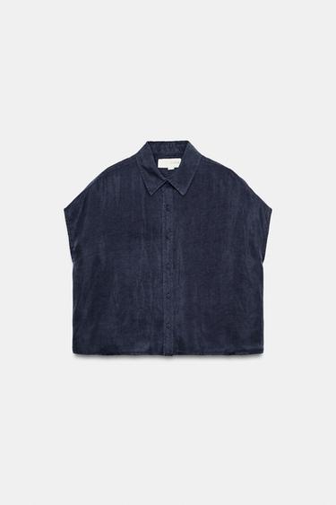 СТРУЯЩАЯСЯ РУБАШКА ОВЕРСАЙЗ — МОРСКОЙ СИНИЙ от Zara — изображение 0