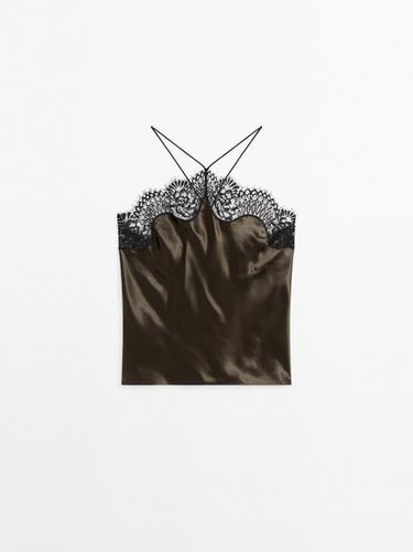 Zara Silk blend camisole top - STUDIO - Brown