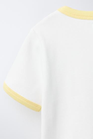 RIBBED SLOGAN T-SHIRT - Yellow by Zara - Image 3