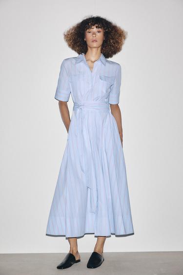 VESTIDO CAMISA ZW COLLECTION - Azuis da Zara