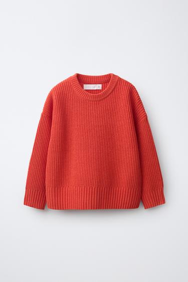CHENILLE KNIT JUMPER - Red / Orange by Zara