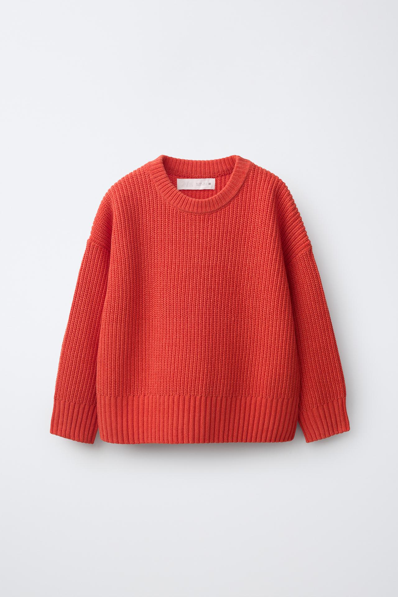 STRUCTURED KNIT SWEATER — Red / Orange