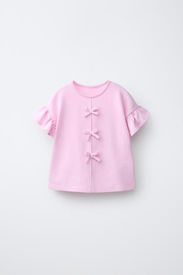 T-SHIRT MIT SCHLEIFEN UND VOLANTS - Flieder zart von Zara - Bild 0