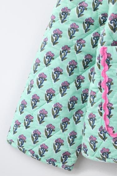 VESTE MATELASSÉE FLEURS ET NŒUDS - Turquoise clair de Zara - Image 3