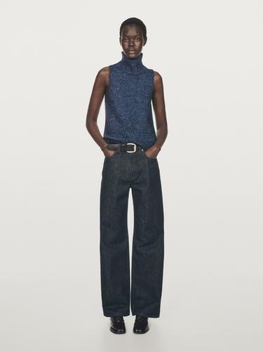 Chaleco punto cuello cisne - Azul fuerte de Zara