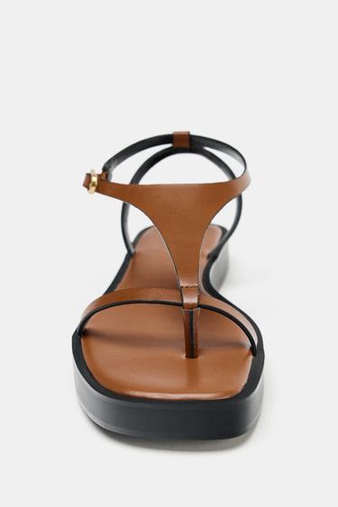 Zara STRAPPY PLATFORM SANDALS - Brown