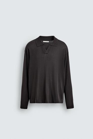 STRICKPOLOSHIRT MIT STRUKTURMUSTER - Dunkelgrau von Zara