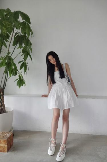 VESTIDO FALDA VOLUMEN - Blanco roto de Zara