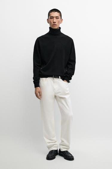 100% wool knit turtleneck sweater — Black 1