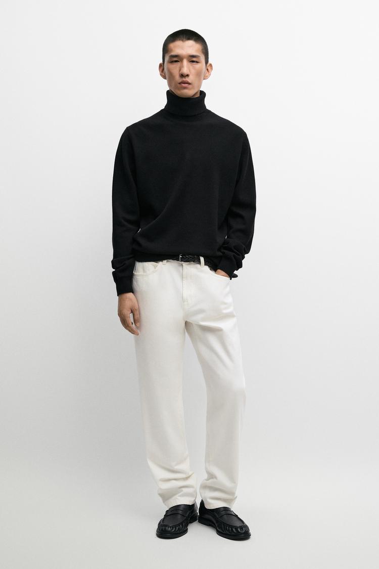 100% wool knit turtleneck sweater — Black