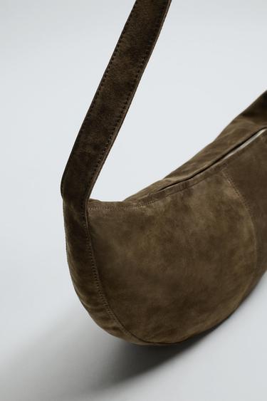 LEATHER SHOULDER BAG - Khaki Green by Zara - Image 4