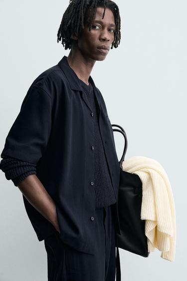 FLOWING RELAXED FIT SHIRT - Navy blue by Zara - Image 5