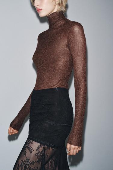 JUPE GEORGETTE COMBINÉE - Noir de Zara - Image 1