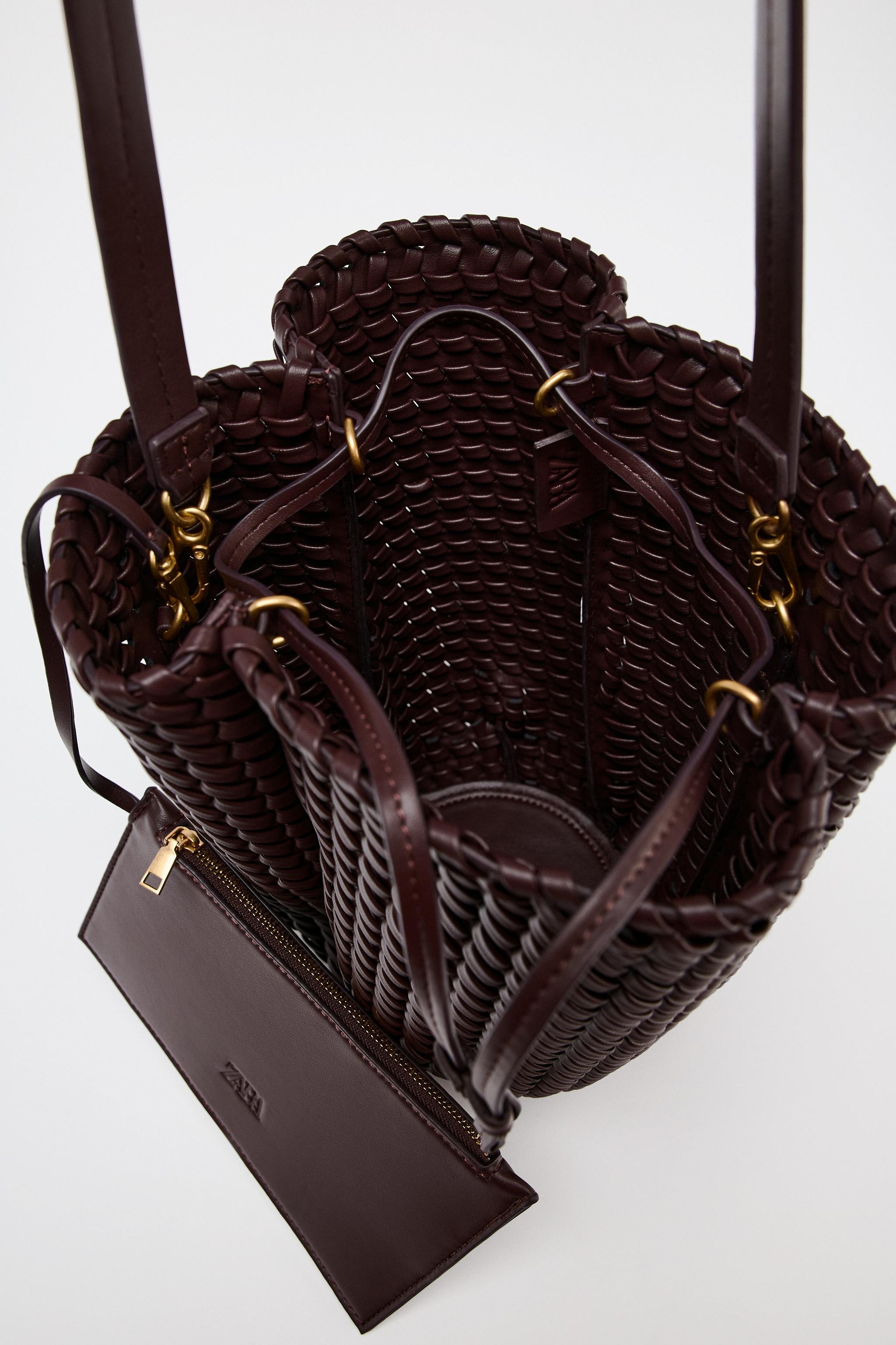 【ZARA】編み込み模様バケットバッグ 6259/510/721 WOVEN EFFECT BUCKET BAG - Chocolate | ZARA United States