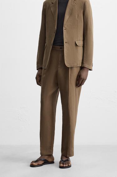 WASHED SUIT TROUSERS - Khaki by Zara