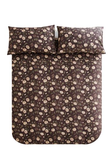 CAPA DE EDREDOM COM ESTAMPA DE FLOR - Marrom da Zara