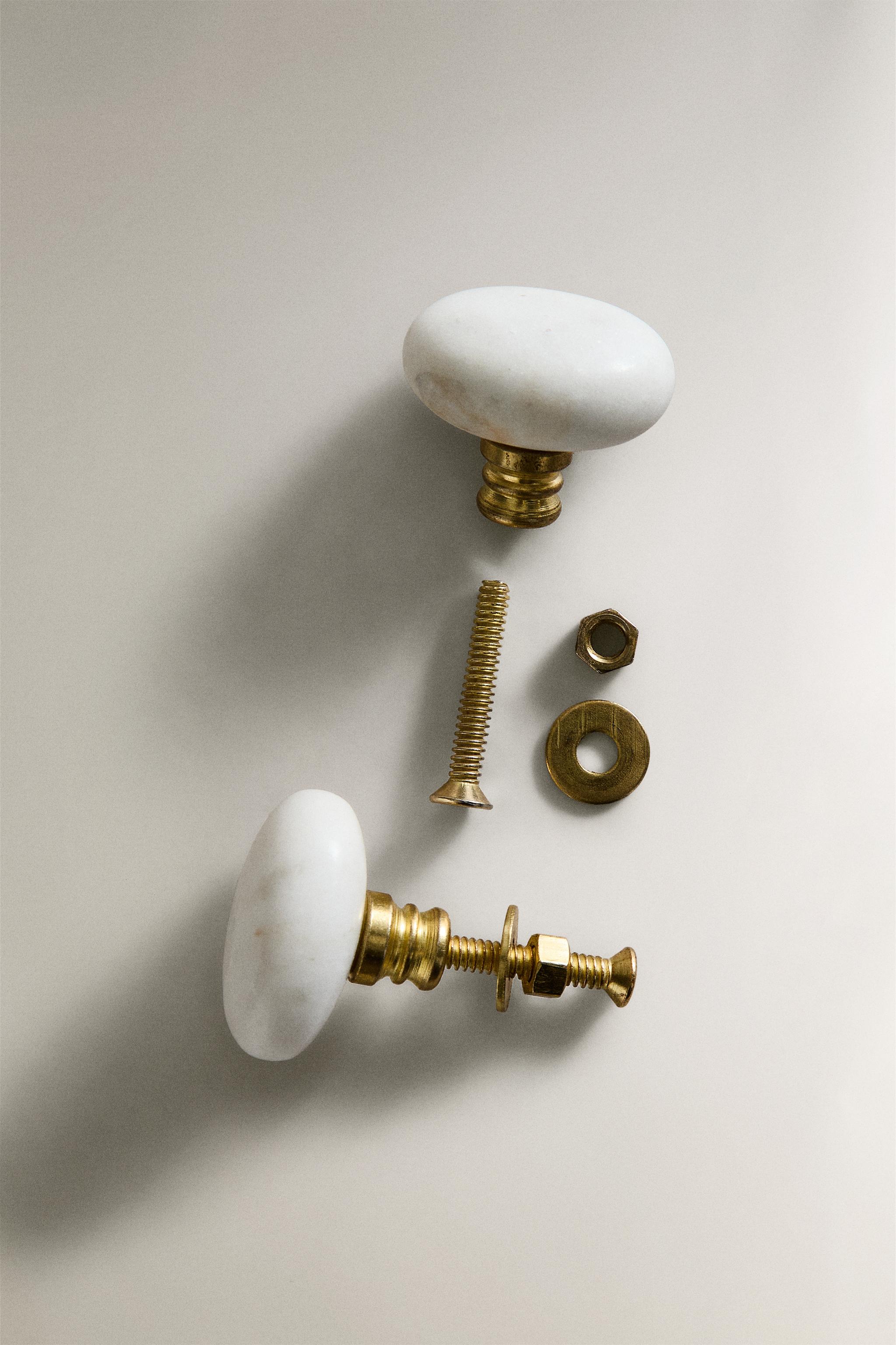 SET OF OVAL MARBLE KNOBS (SET OF 2) - white | ZARA United States