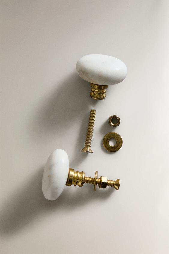 LOT DE BOUTONS MEUBLE EN MARBRE OVALES (LOT DE 2) - blanc de Zara - Image 2