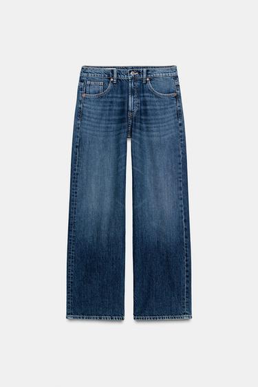 TRF MID-WAIST STRAIGHT LEG JEANS - Navy blue by Zara