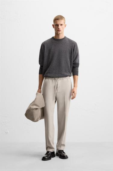Zara JOGGER WAIST STRETCH PANTS - Light mink - Image 0