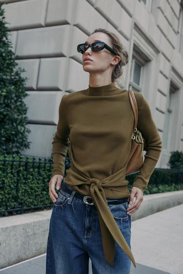 KNOT DETAIL JUMPER - Light khaki by Zara - Image 1