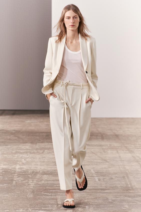 ZARA OYSTER WHITE HIGH-WAISTED TROUSERS DARTS Nwt  Spring outfits women, High  waisted trousers, Clothes design