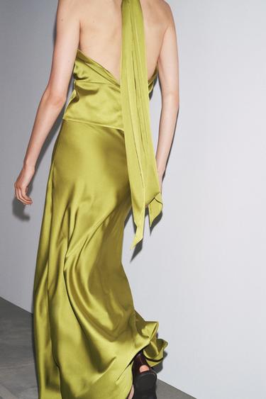 SATIN MIDI SKIRT - Olive green by Zara - Image 2