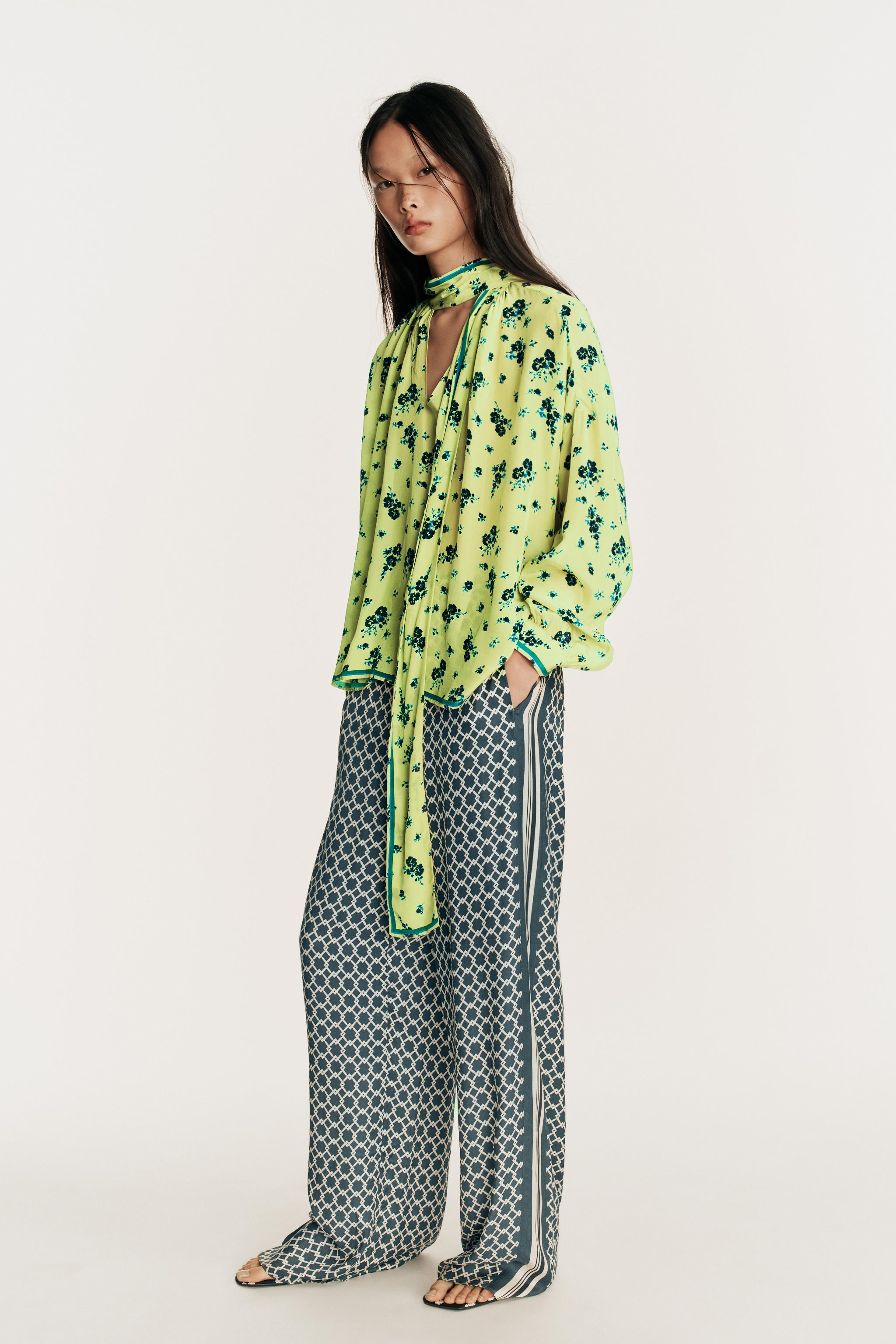 LIMITED EDITION FLOWY PANTS WITH SIDE BANDS — Printed