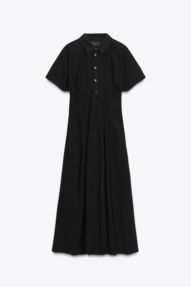 ZW COLLECTION POPLIN SHORT SLEEVE DRESS - Black by Zara - Image 5