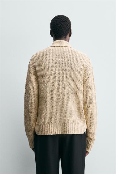 TEXTURED KNIT CARDIGAN - Ecru de Zara - Image 2