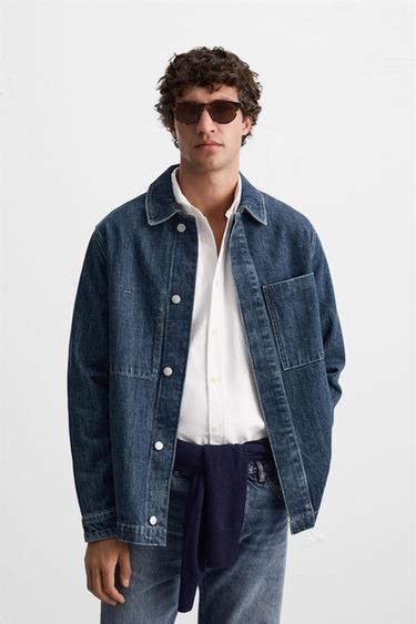 CAMISA LARGA DENIM COM BOLSOS - Azul da Zara