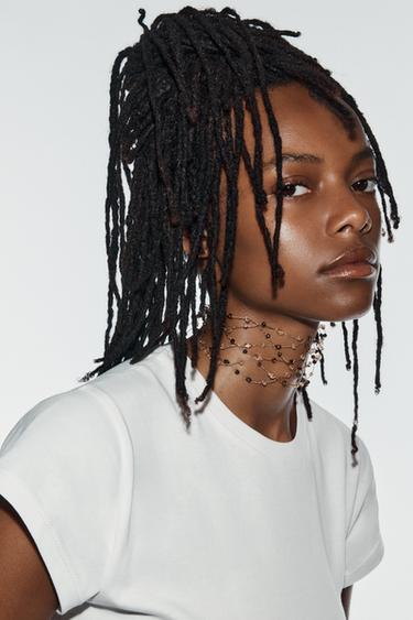 ЧОКЕР ИЗ МЕТАЛЛИЧЕСКОЙ НИТИ С КАМНЯМИ — ЗОЛОТИСТЫЙ от Zara — изображение 0