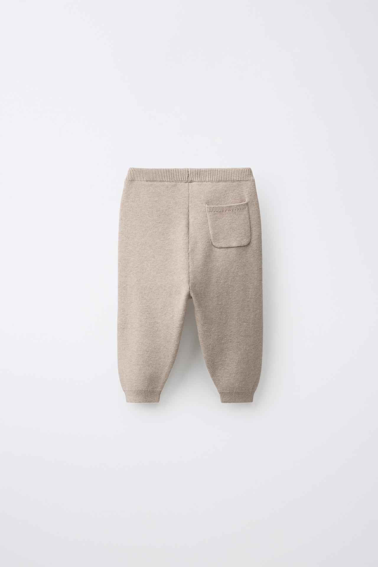 KNIT JOGGER PANTS — taupe brown