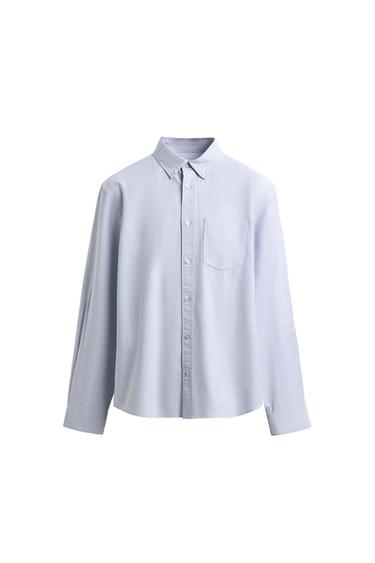 CAMICIA STRUTTURA OXFORD - Bianco / Celeste di Zara