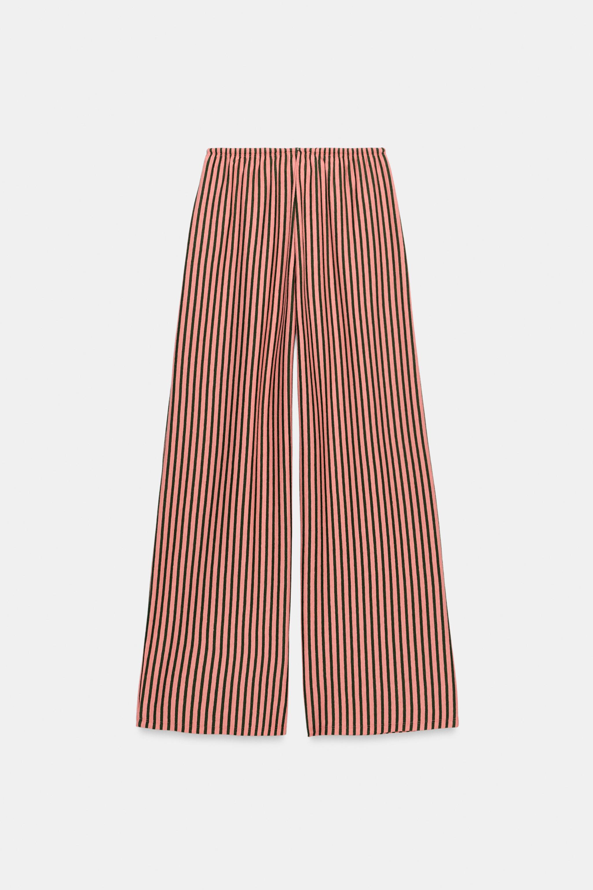 STRIPED LINEN BLEND PANTS