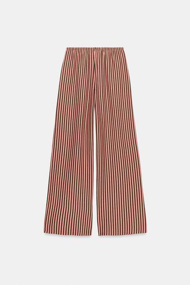 STRIPED LINEN BLEND TROUSERS - Printed by Zara - Image 6