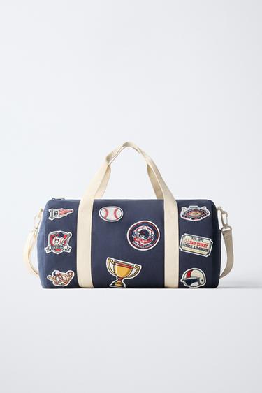 BOWLING BAG WITH PATCHES - Navy Blue by Zara