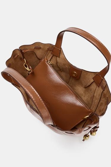 BEADED STRAP HANDBAG - Dark tan by Zara - Image 4