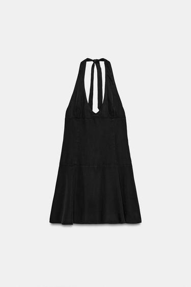 FLOWING HALTER MINI DRESS - Black by Zara - Image 4