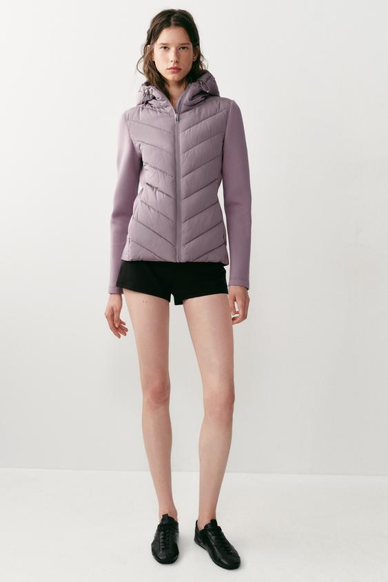 HOODED CONTRAST PUFFER JACKET - Mauve by Zara - Image 0