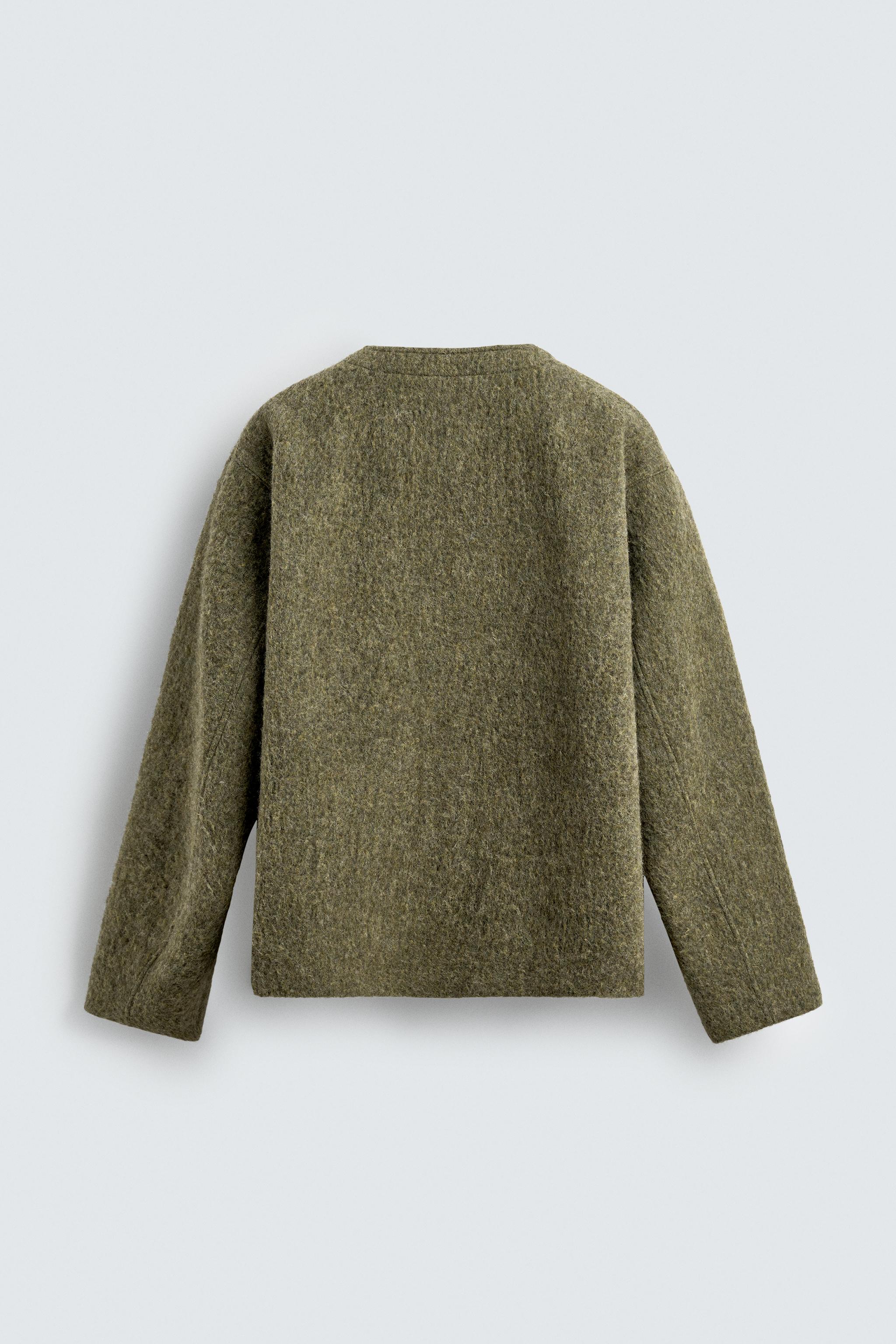 RELAXED FIT TEXTURED CARDIGAN - Green marl | ZARA United States