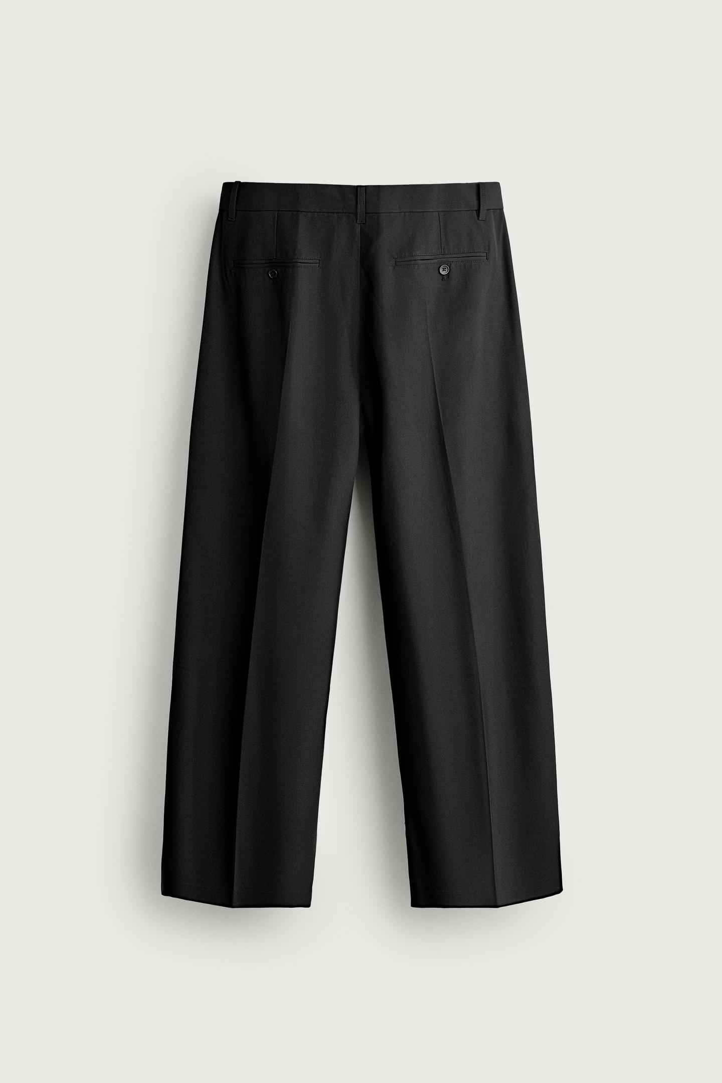 Мужские брюки Zara Pleated Relaxed-Fit, цвет: Чёрный — фото 8