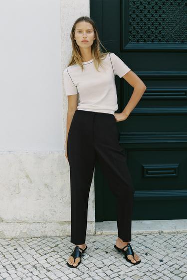 SOFT CROPPED TROUSERS - Black by Zara