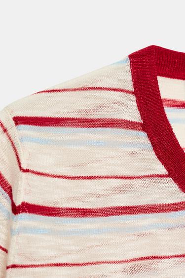 TOP EN MAILLE RAYÉE À MANCHES COURTES - Multicolore de Zara - Image 5