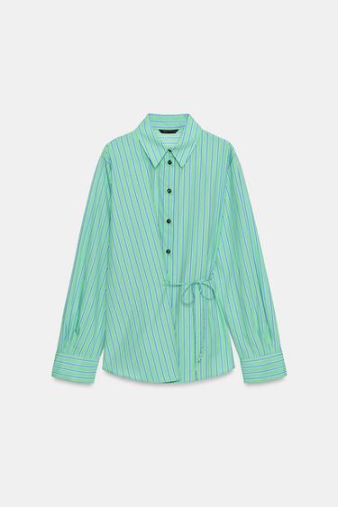 STRIPED WRAP SHIRT - Green / Blue by Zara - Image 0