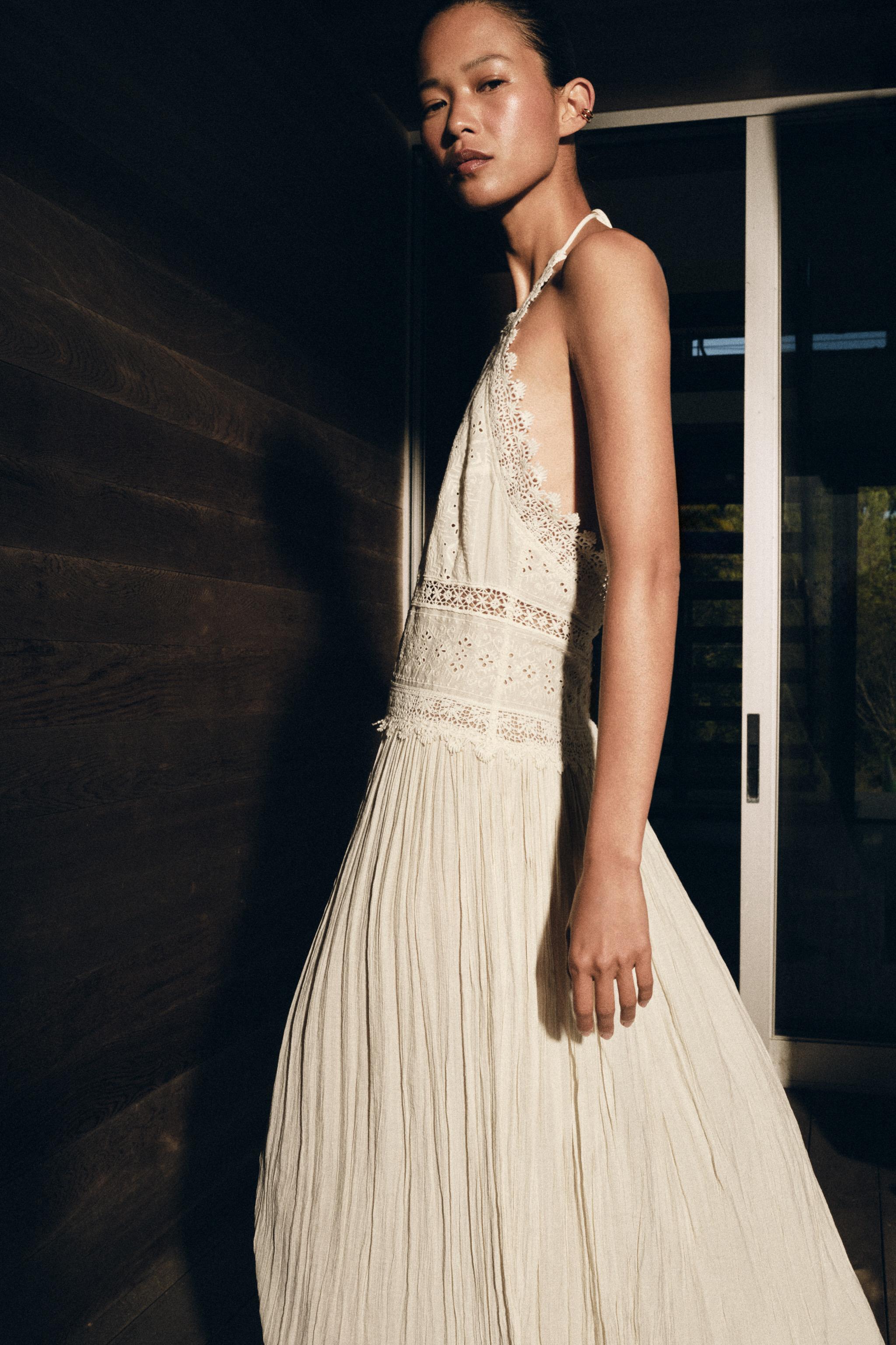 wedding dress for women white Ladivine 7469W and 7469WW White Wedding Dress Long Simple Slit Satin V Neck A Line Evening Gown 16 / Off White main image 0